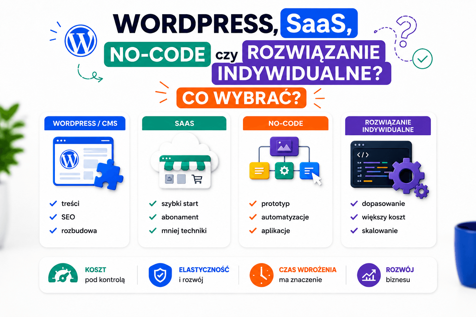 Porównanie WordPressa, SaaS, no-code i rozwiązania indywidualnego