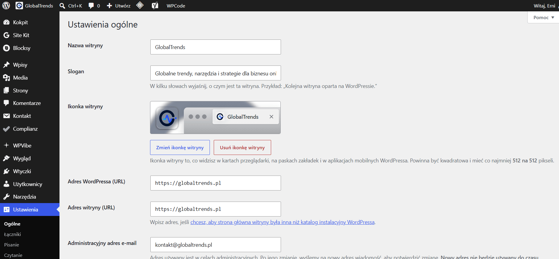 Ustawienia ogólne WordPressa po instalacji